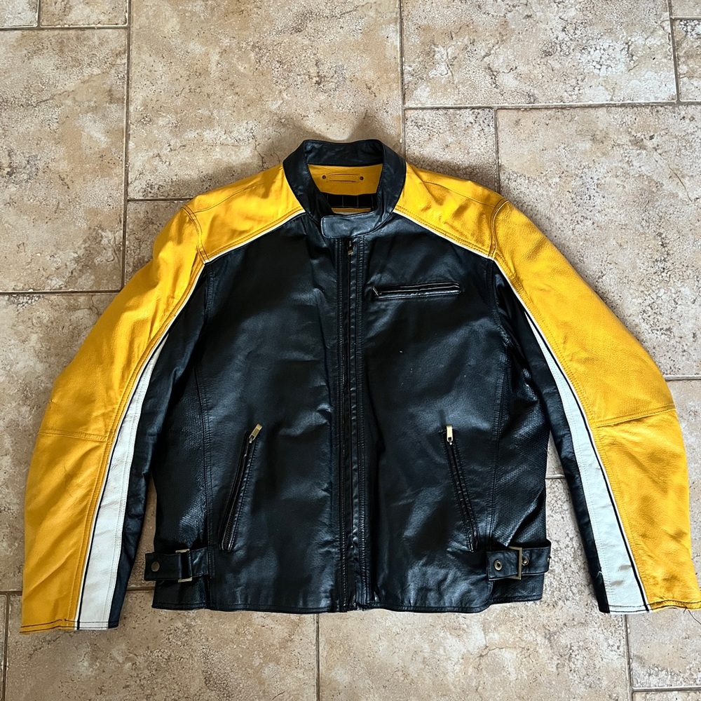 Black and Yellow Men's Leather Jacket